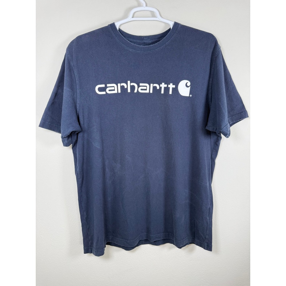 Carhartt Graphic T-Shirt Mens Large Navy Blue Fading Original Fit Logo - Picture 1 of 7